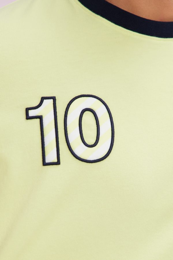 T-shirt En Coton Jaune Broderie 10 Coupe Décontractée Eden Park – Image 4