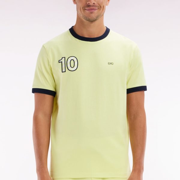 T-shirt En Coton Jaune Broderie 10 Coupe Décontractée Eden Park