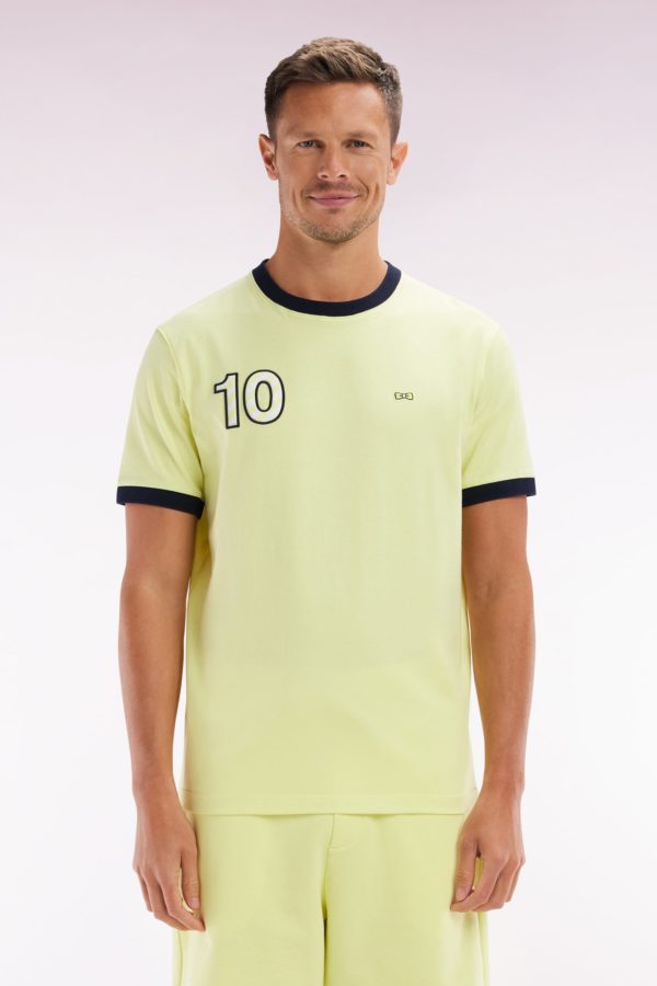 T-shirt En Coton Jaune Broderie 10 Coupe Décontractée Eden Park