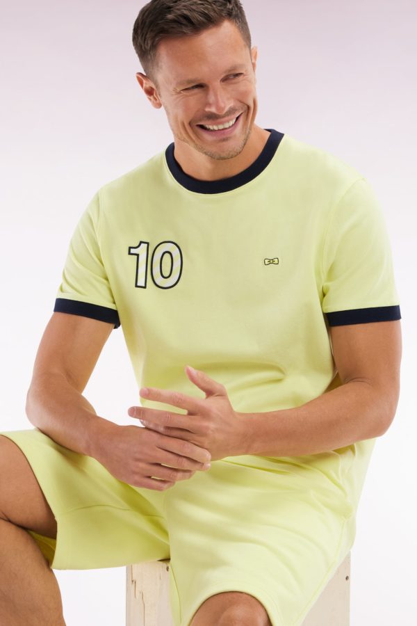 T-shirt En Coton Jaune Broderie 10 Coupe Décontractée Eden Park – Image 2