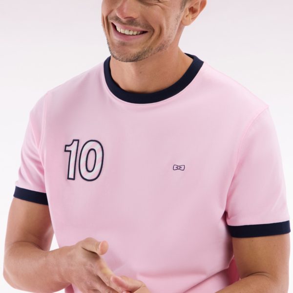 T-shirt En Coton Rose Broderie 10 Coupe Décontractée Eden Park