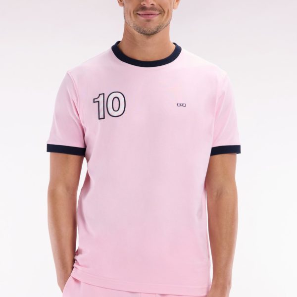 T-shirt En Coton Rose Broderie 10 Coupe Décontractée Eden Park