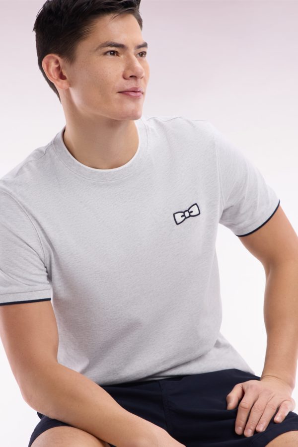 T-shirt En Coton Gris Broderie Nœud Papillon Coupe Décontractée Eden Park – Image 2