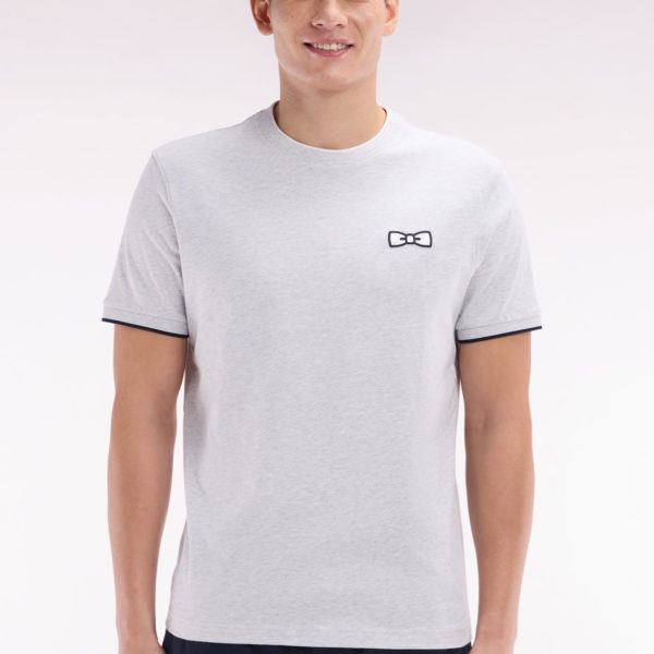 T-shirt En Coton Gris Broderie Nœud Papillon Coupe Décontractée Eden Park