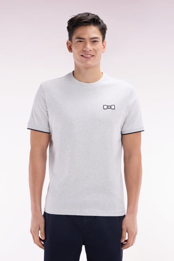 T-shirt En Coton Gris Broderie Nœud Papillon Coupe Décontractée Eden Park