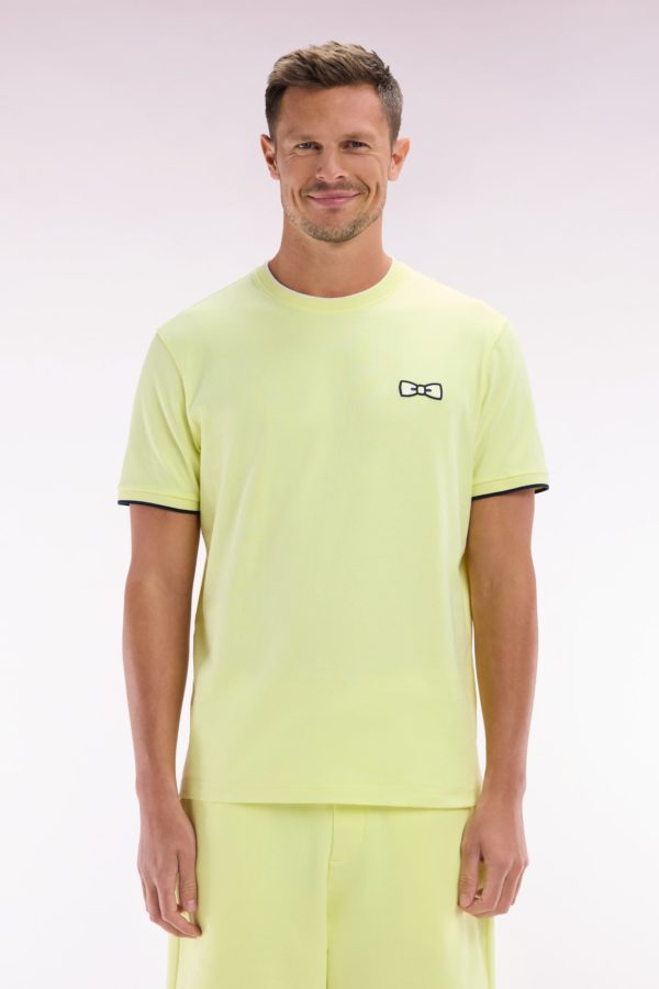 T-shirt En Coton Jaune Broderie Nœud Papillon Coupe Décontractée Eden Park