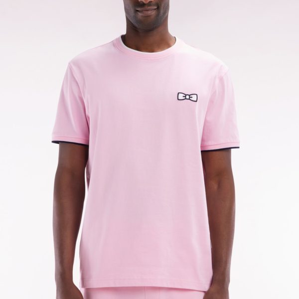 T-shirt En Coton Rose Broderie Nœud Papillon Coupe Décontractée Eden Park