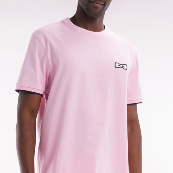 T-shirt En Coton Rose Broderie Nœud Papillon Coupe Décontractée Eden Park