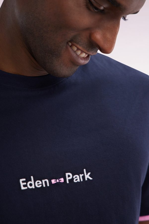 T-shirt Brodé En Coton Marine À Effet Superposition Coupe Droite Eden Park – Image 4