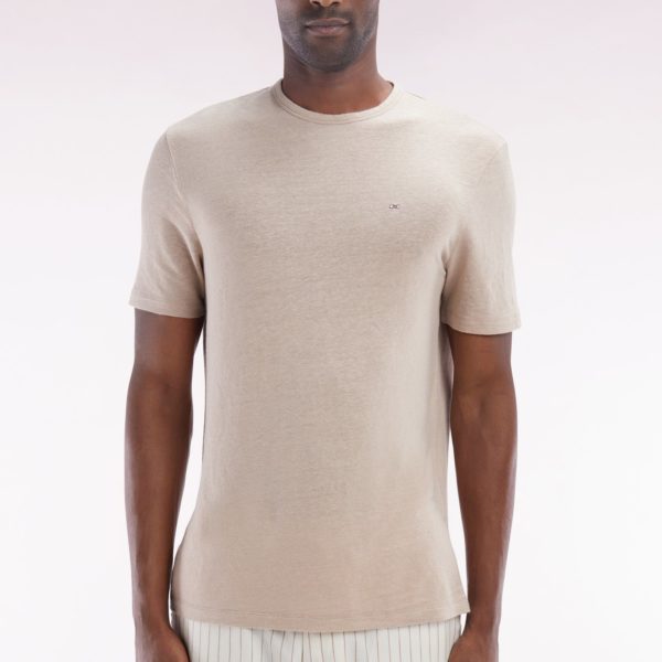 T-shirt Uni En Lin Stretch Beige Coupe Droite Eden Park