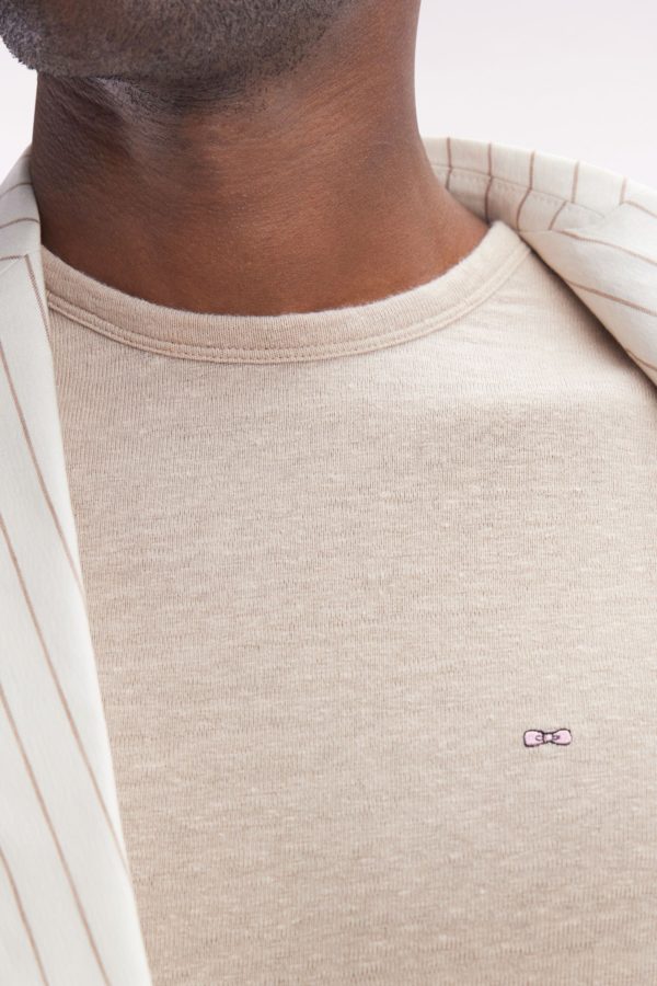 T-shirt Uni En Lin Stretch Beige Coupe Droite Eden Park – Image 4