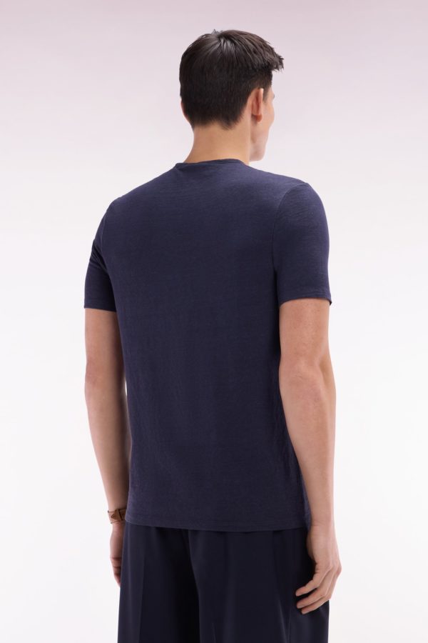 T-shirt Uni En Lin Stretch Marine Coupe Droite Eden Park – Image 3