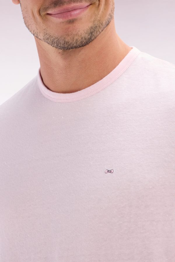 T-shirt Uni En Lin Stretch Rose Coupe Droite Eden Park – Image 4