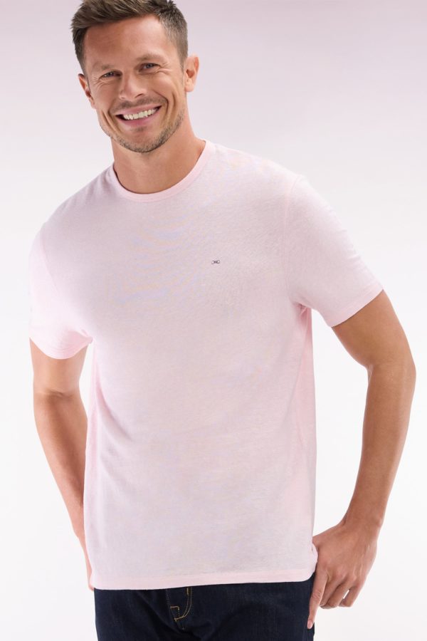 T-shirt Uni En Lin Stretch Rose Coupe Droite Eden Park – Image 2