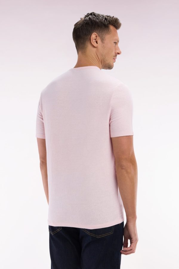 T-shirt Uni En Lin Stretch Rose Coupe Droite Eden Park – Image 3