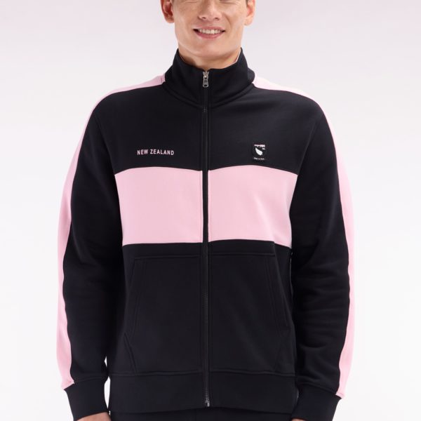 Sweatshirt New Zealand En Molleton Coton Noir Et Rose Coupe Décontractée Eden Park