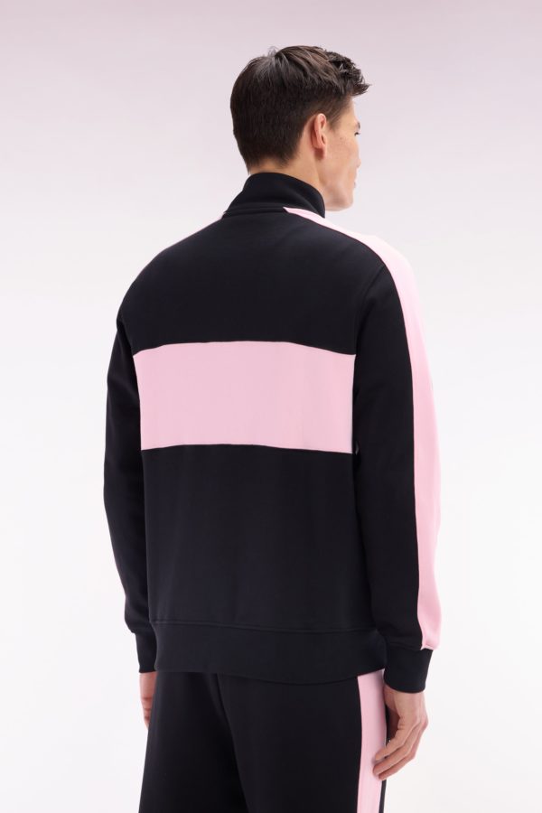 Sweatshirt New Zealand En Molleton Coton Noir Et Rose Coupe Décontractée Eden Park – Image 3