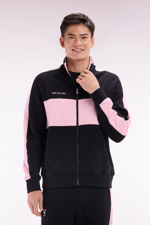 Sweatshirt New Zealand En Molleton Coton Noir Et Rose Coupe Décontractée Eden Park – Image 2