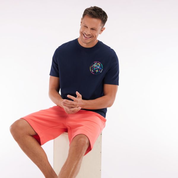 T-shirt En Coton Marine Sérigraphie Multicolore Coupe Décontractée Eden Park