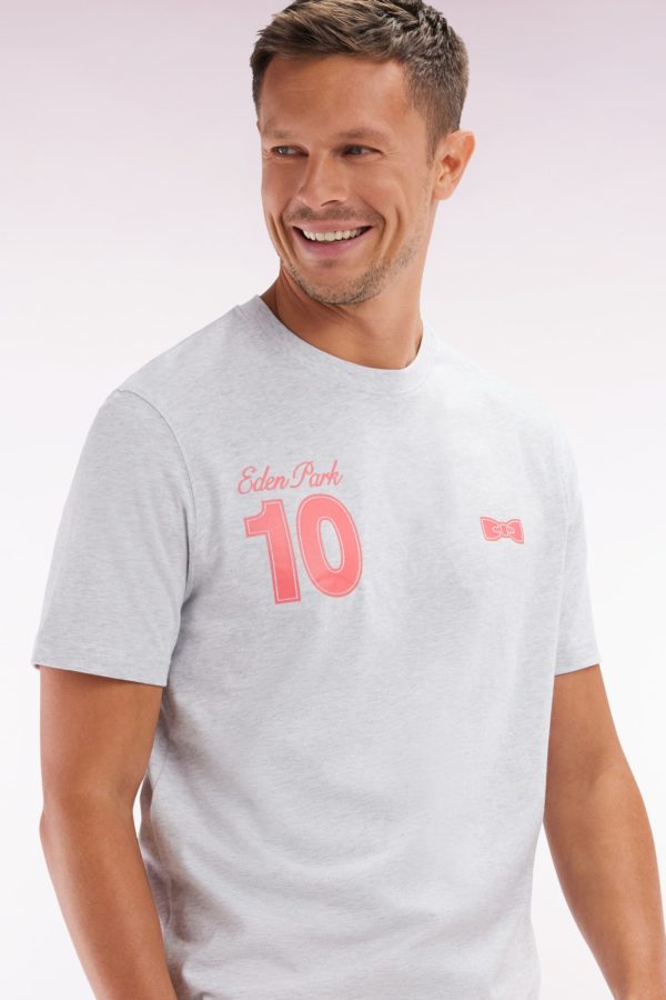T-shirt 10 En Coton Gris Et Rouge Coupe Décontractée Eden Park – Image 2