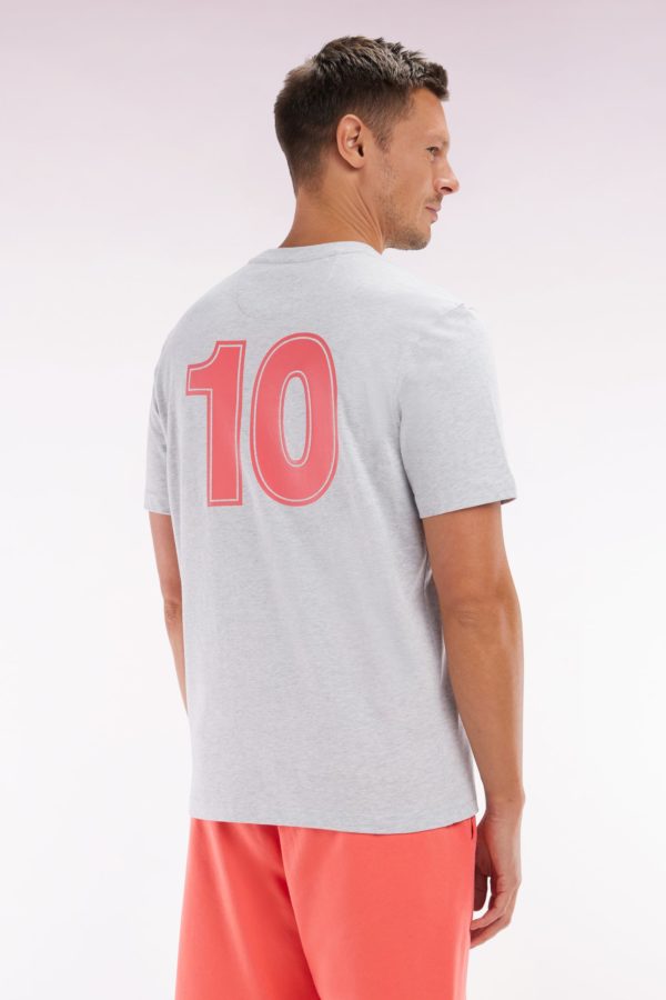T-shirt 10 En Coton Gris Et Rouge Coupe Décontractée Eden Park – Image 3