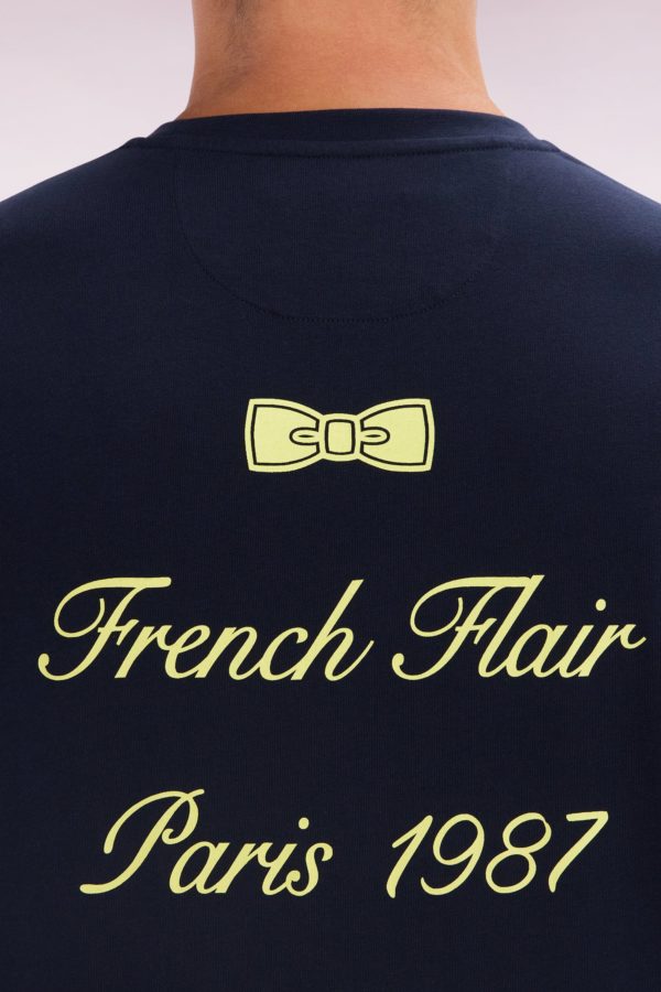T-shirt Ep En Coton Marine Broderies Jaunes Coupe Décontractée Eden Park – Image 4