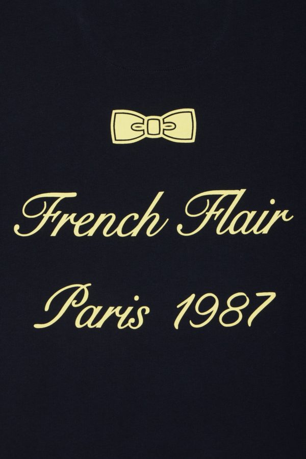 T-shirt Ep En Coton Marine Broderies Jaunes Coupe Décontractée Eden Park – Image 5