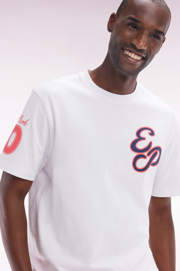 T-shirt Ep En Coton Blanc Broderies Corail Coupe Décontractée Eden Park – Image 2