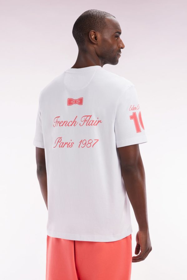 T-shirt Ep En Coton Blanc Broderies Corail Coupe Décontractée Eden Park – Image 3