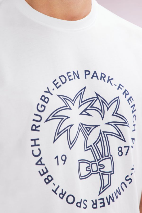 T-shirt En Coton Blanc Sérigraphie Palmiers Coupe Décontractée Eden Park – Image 3