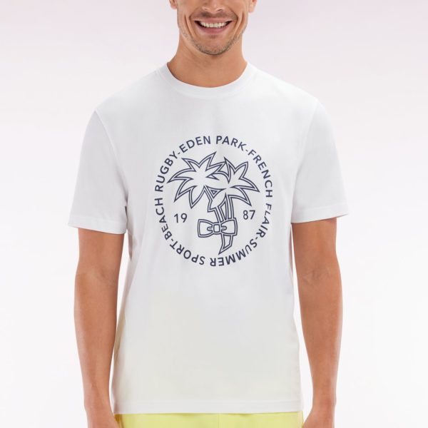 T-shirt En Coton Blanc Sérigraphie Palmiers Coupe Décontractée Eden Park