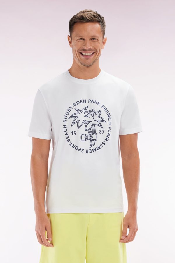 T-shirt En Coton Blanc Sérigraphie Palmiers Coupe Décontractée Eden Park