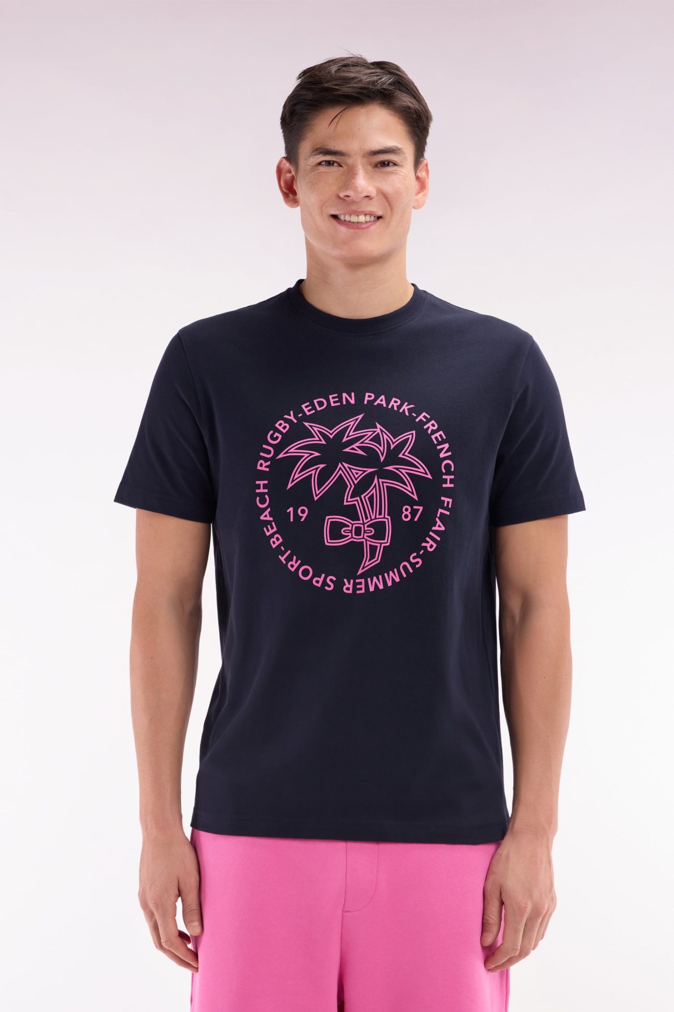 T-shirt En Coton Marine Sérigraphie Palmiers Coupe Décontractée Eden Park