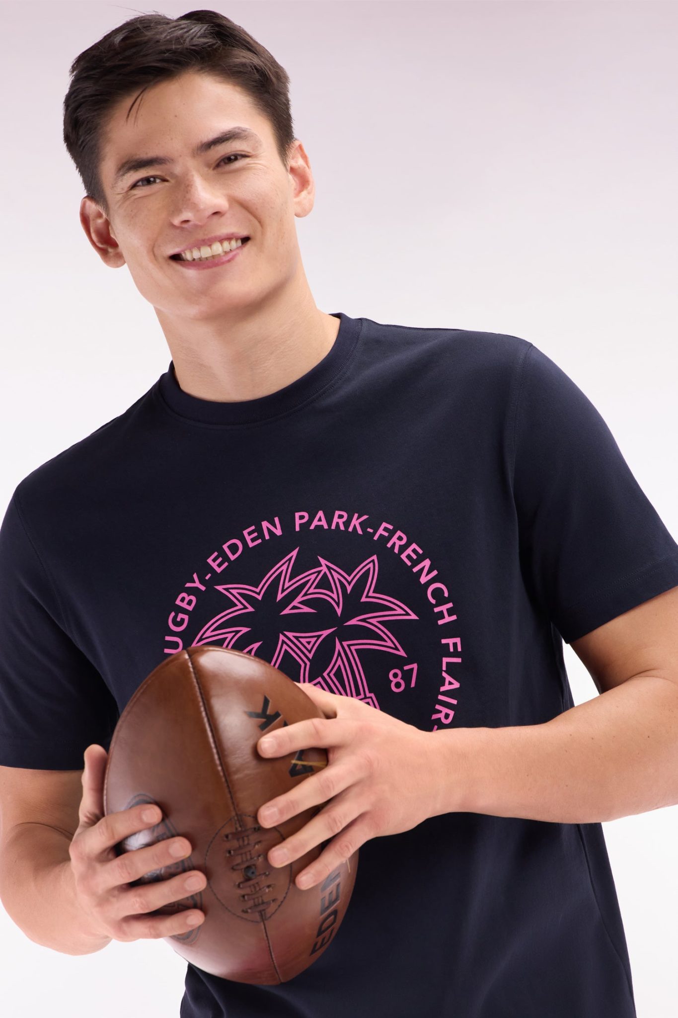 T-shirt En Coton Marine Sérigraphie Palmiers Coupe Décontractée Eden Park – Image 2