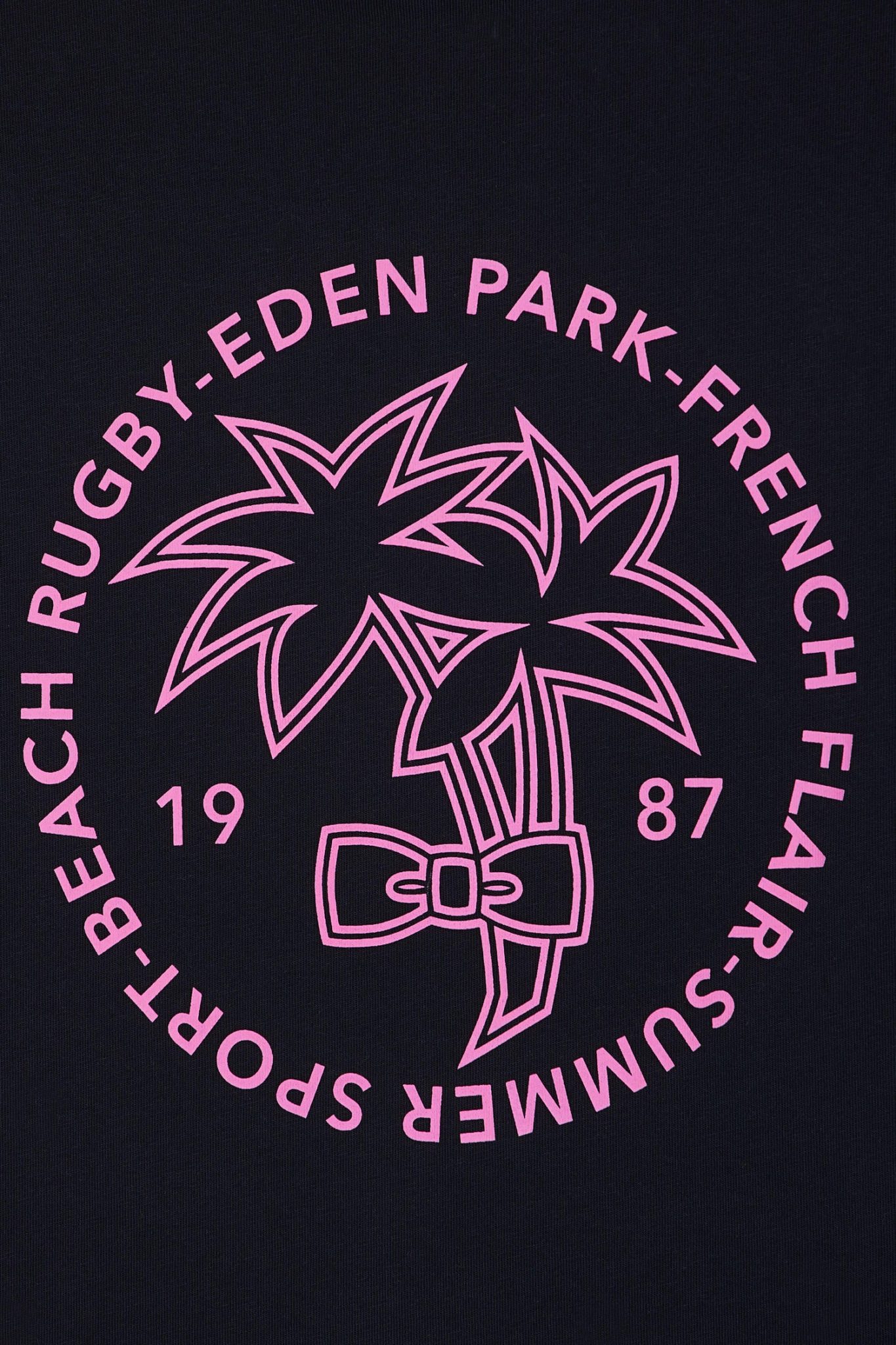 T-shirt En Coton Marine Sérigraphie Palmiers Coupe Décontractée Eden Park – Image 5