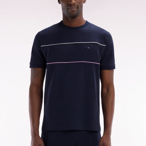 T-shirt Xv De France En Coton Marine À Passepoils Coupe Droite Eden Park