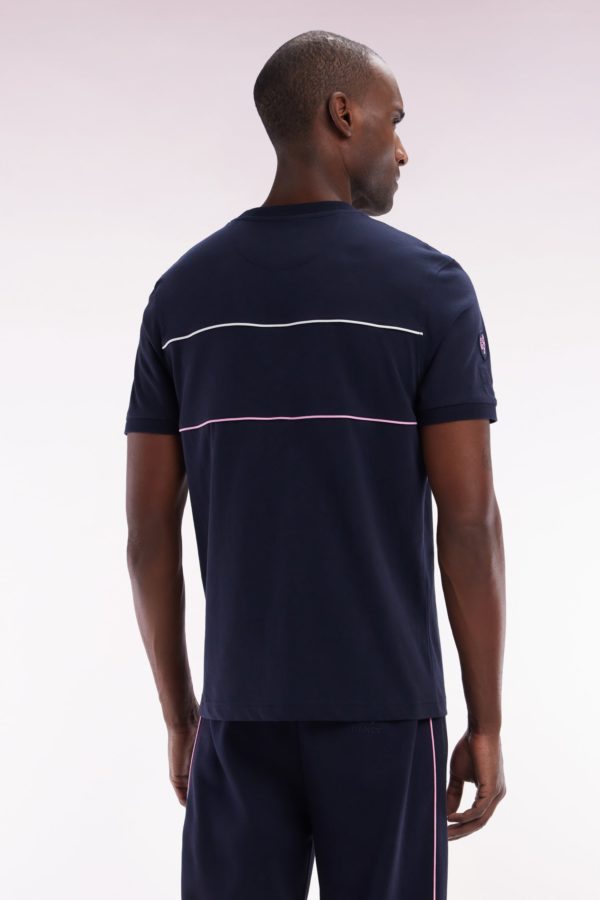 T-shirt Xv De France En Coton Marine À Passepoils Coupe Droite Eden Park – Image 3