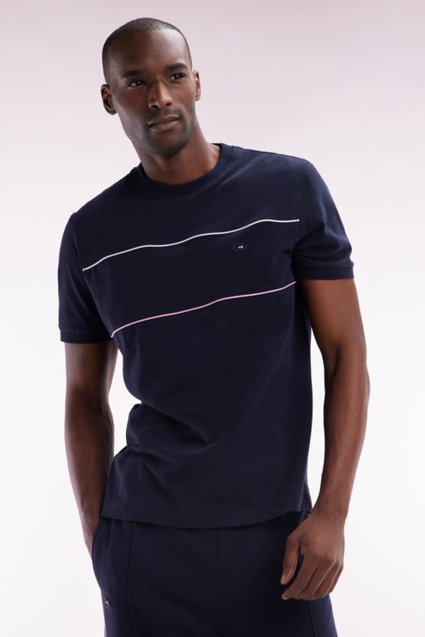 T-shirt Xv De France En Coton Marine À Passepoils Coupe Droite Eden Park – Image 2