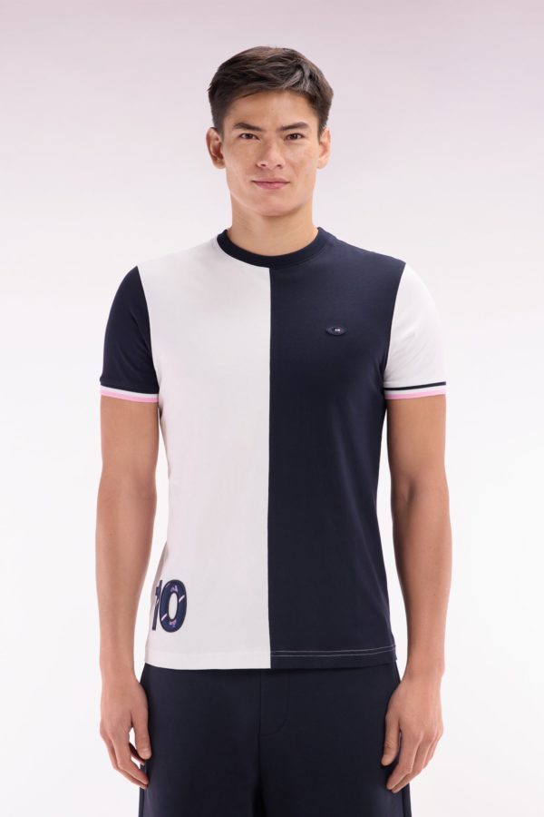 T-shirt Bicolore Xv De France En Coton Blanc Coupe Droite Eden Park