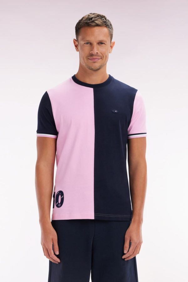 T-shirt Bicolore Xv De France En Coton Rose Coupe Droite Eden Park