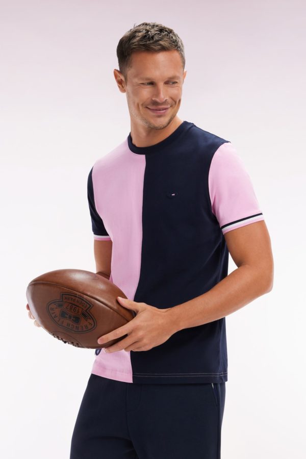 T-shirt Bicolore Xv De France En Coton Rose Coupe Droite Eden Park – Image 2