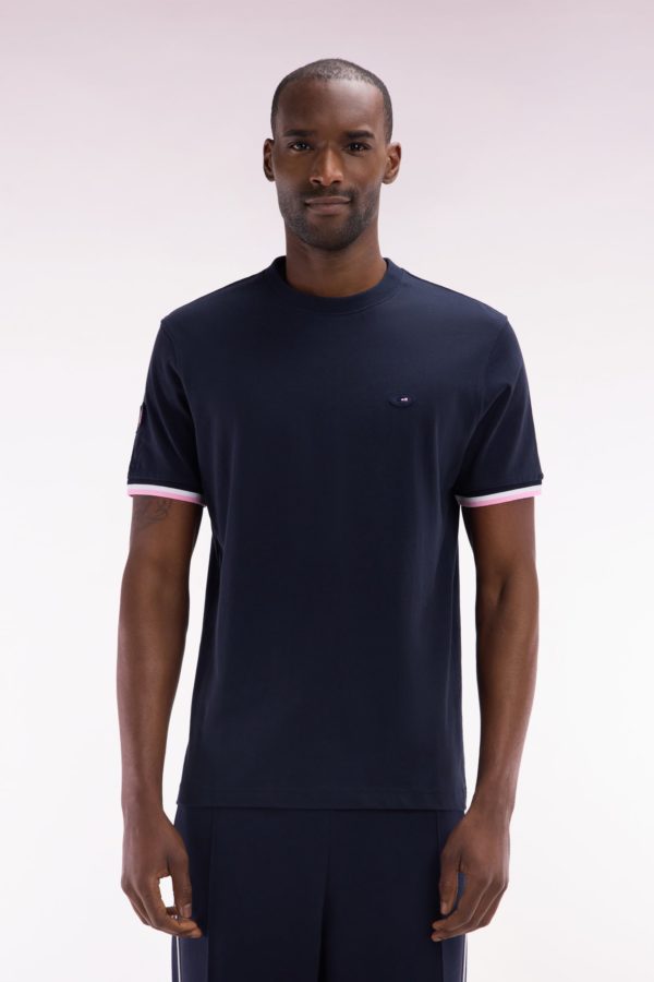 T-shirt Xv De France En Coton Marine Broderie Coq Coupe Droite Eden Park