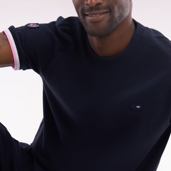 T-shirt Xv De France En Coton Marine Broderie Coq Coupe Droite Eden Park