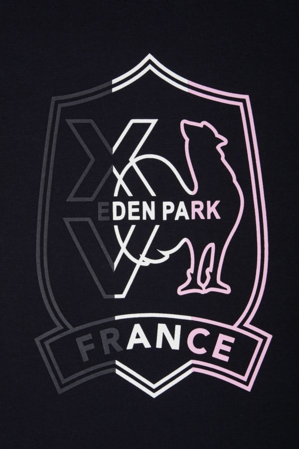 T-shirt Xv De France Bicolore En Coton Marine Et Rose Broderie Coq Coupe Droite Eden Park – Image 5