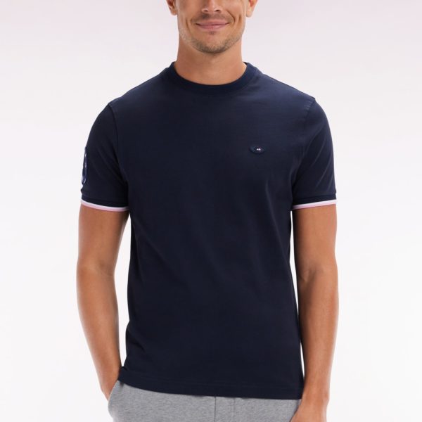 T-shirt Xv De France En Coton Marine Broderie 10 Coupe Droite Eden Park