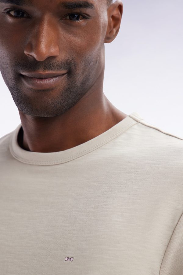 T-shirt En Jersey De Coton Slub Beige Coupe Droite Eden Park – Image 4