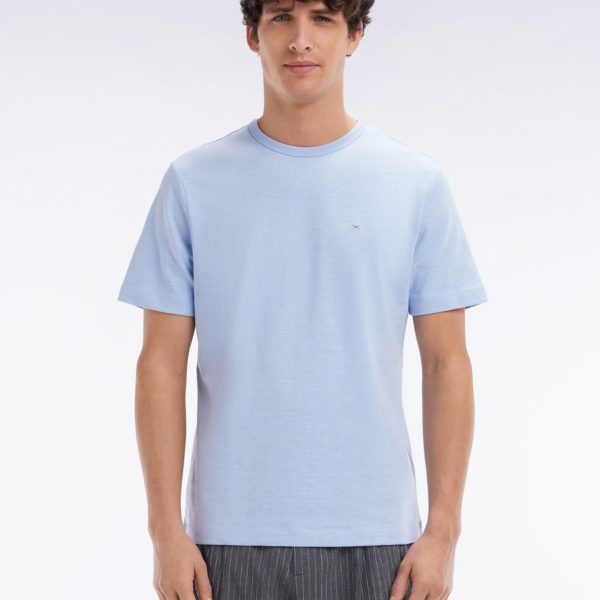 T-shirt En Jersey De Coton Slub Ciel Coupe Droite Eden Park