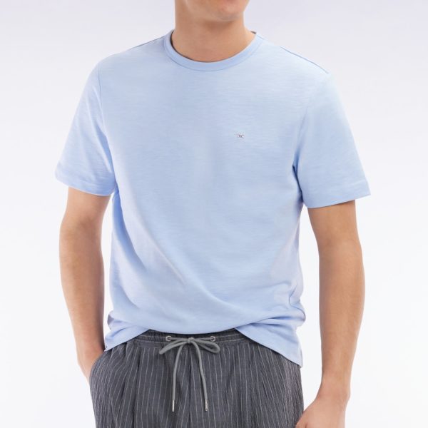 T-shirt En Jersey De Coton Slub Ciel Coupe Droite Eden Park