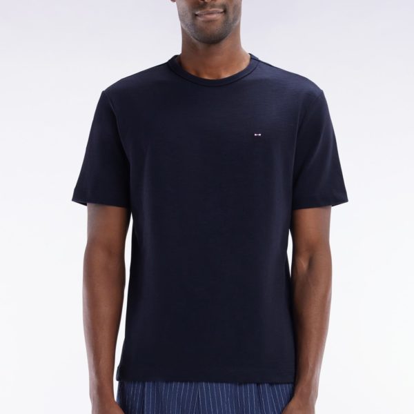 T-shirt En Jersey De Coton Slub Marine Coupe Droite Eden Park