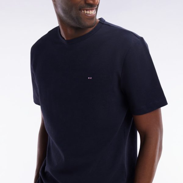 T-shirt En Jersey De Coton Slub Marine Coupe Droite Eden Park